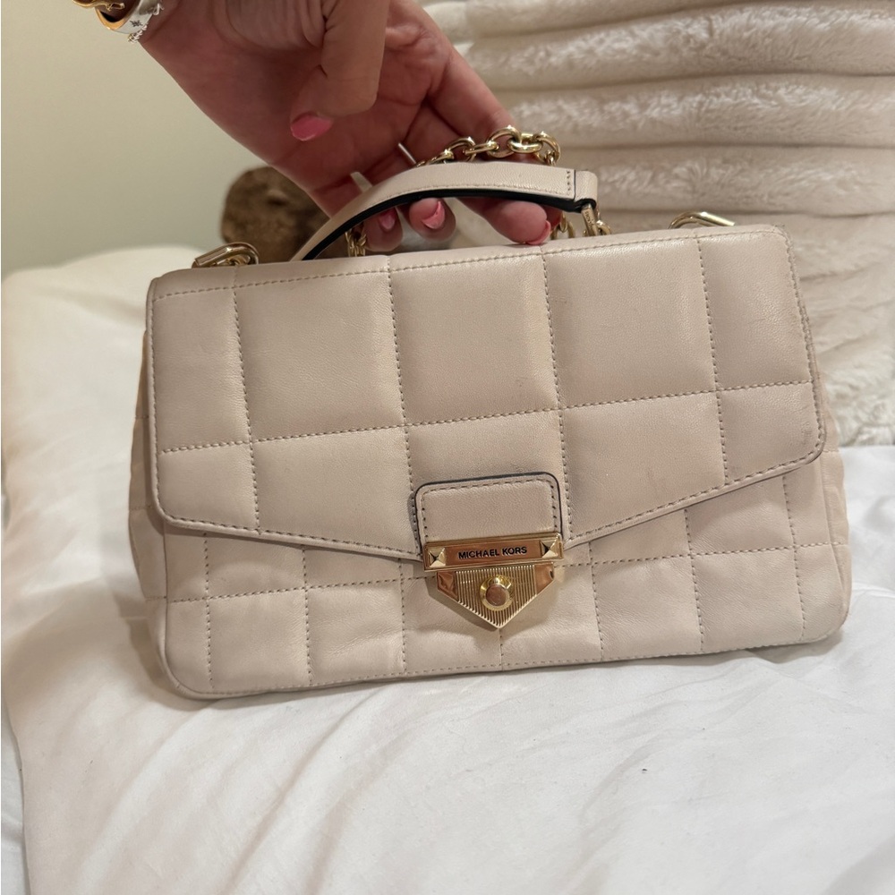 Michael Kors Beige Quilted Satchel